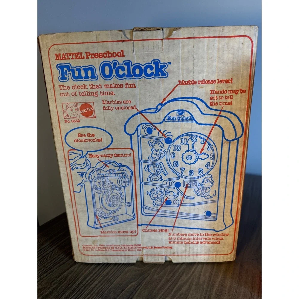 Vintage 1976 Mattel Fun O'clock Preschool Educational Marble Toy Red No. 9832